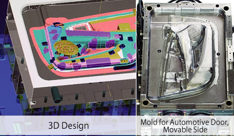 3D Design / Mold for Automotive Door, Movable Side